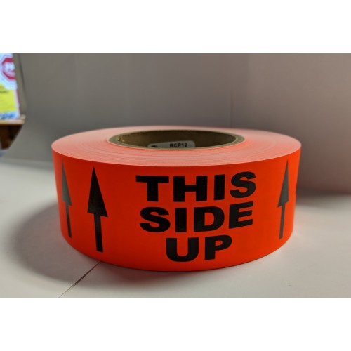 Label 2" x 5" THIS SIDE UP  Fl.Red (500/rl)