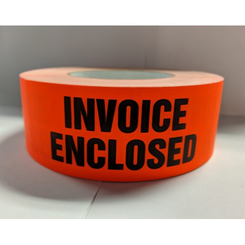 Label 2" x 5" INVOICE ENCLOSED  Fl.Red (500/rl)