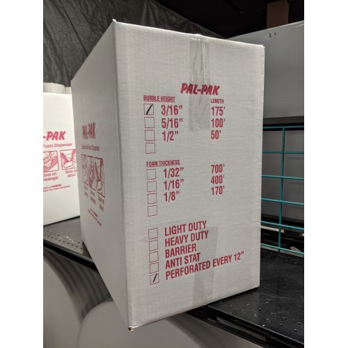 Bubble PAL PAK 3/16" X 12" X 175' PERF 12" Dispenser Box
